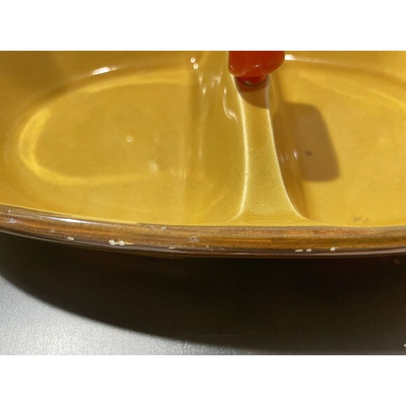 Vintage Georges Briard 2 Section Divided Dish Plate Hand Painted Yellow MCM - Picture 4 of 6
